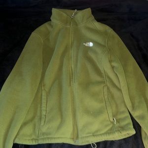 Green north face fleece zip up sweater